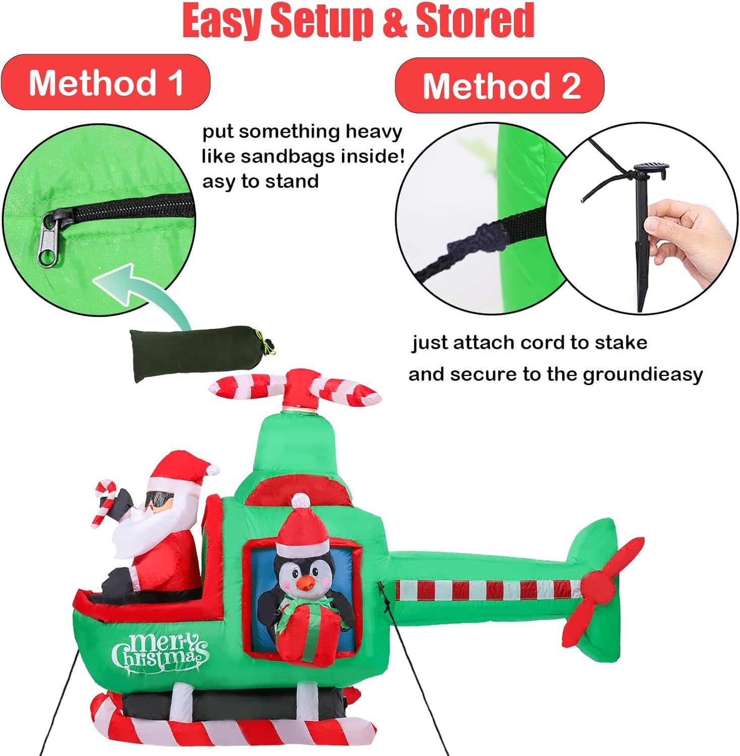 Christmas Inflatables Outdoor Decorations, 6.5FT Santa Flying Animated Airplane with Penguin Blow up Built-In LED Lights for Holiday Yard Garden Lawn Xmas Decor