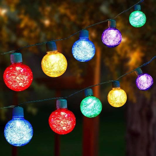 Waterproof Christmas Globe String Lights 18FT 25 LED Plug in - Outdoor Colorful Patio Balcony Garden Decorations, Grinch Christmas Tree Lights for Porch, Camping & Party Use