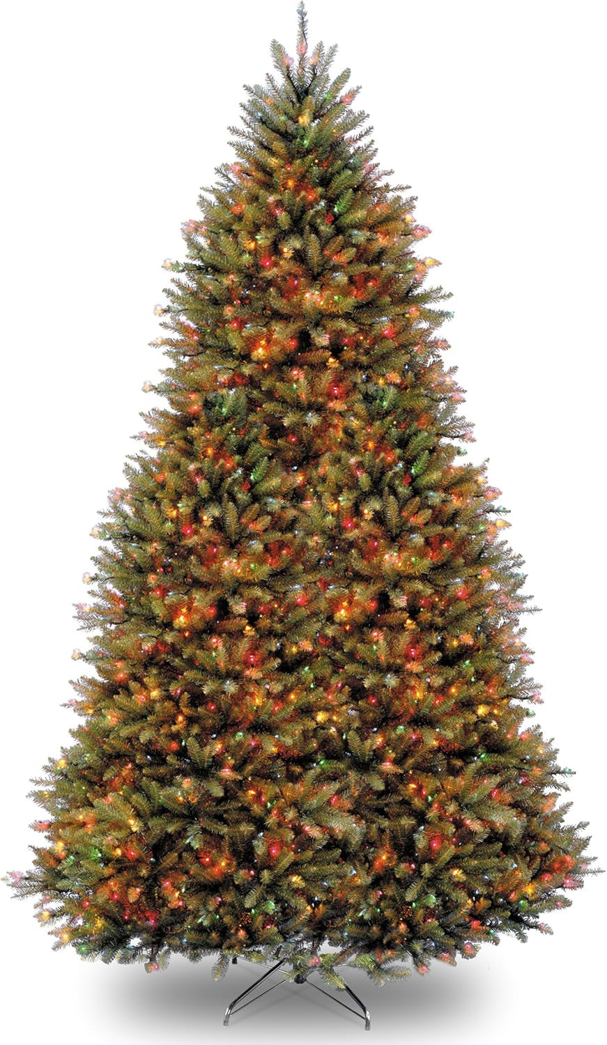 Pre-Lit Artificial Full Christmas Tree, Green, Dual Color LED Lights, Includes Powerconnect and Stand, 9 Feet