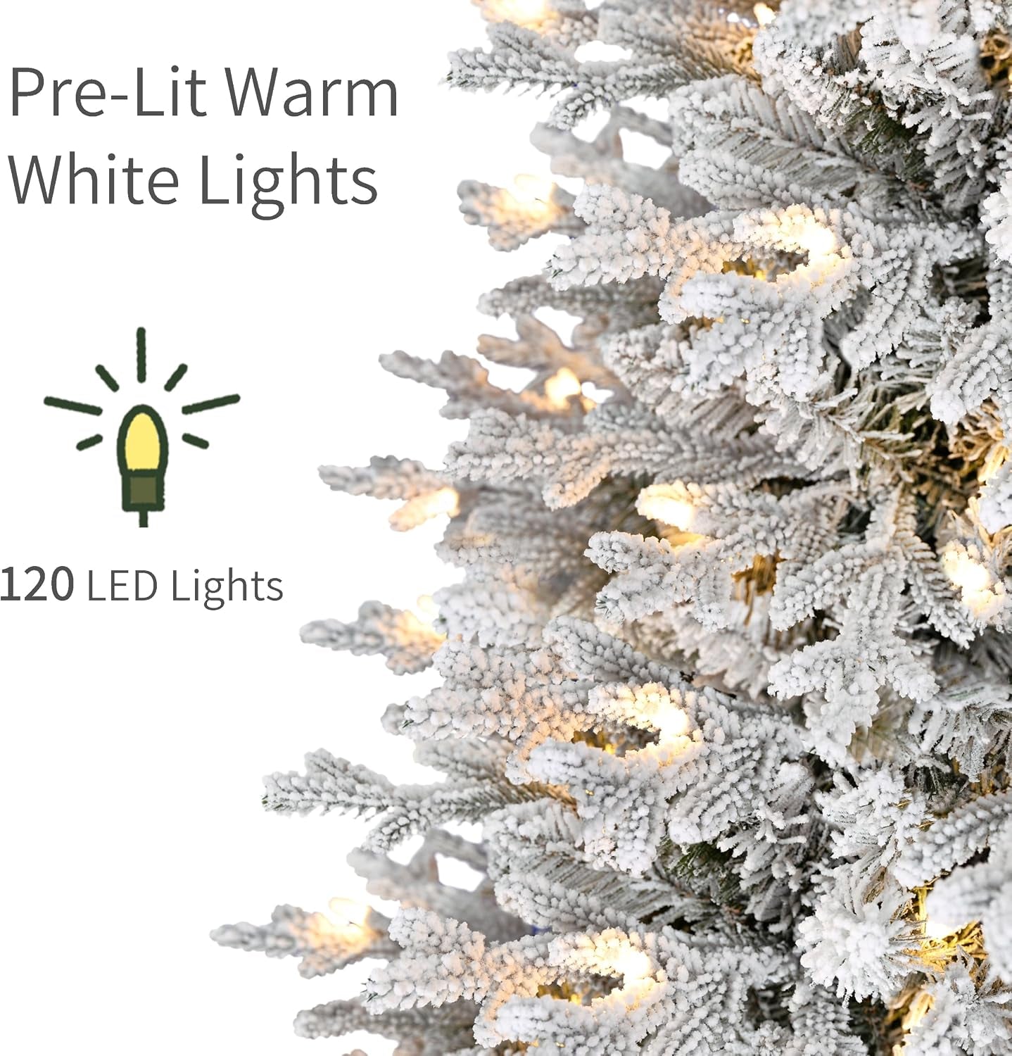 6Ft Pre-Lit Potted Flocked Pencil Christmas Tree