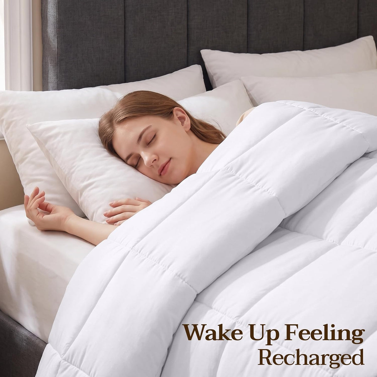Twin Comforter, Duvet Insert, White, 64 X 88 Inches