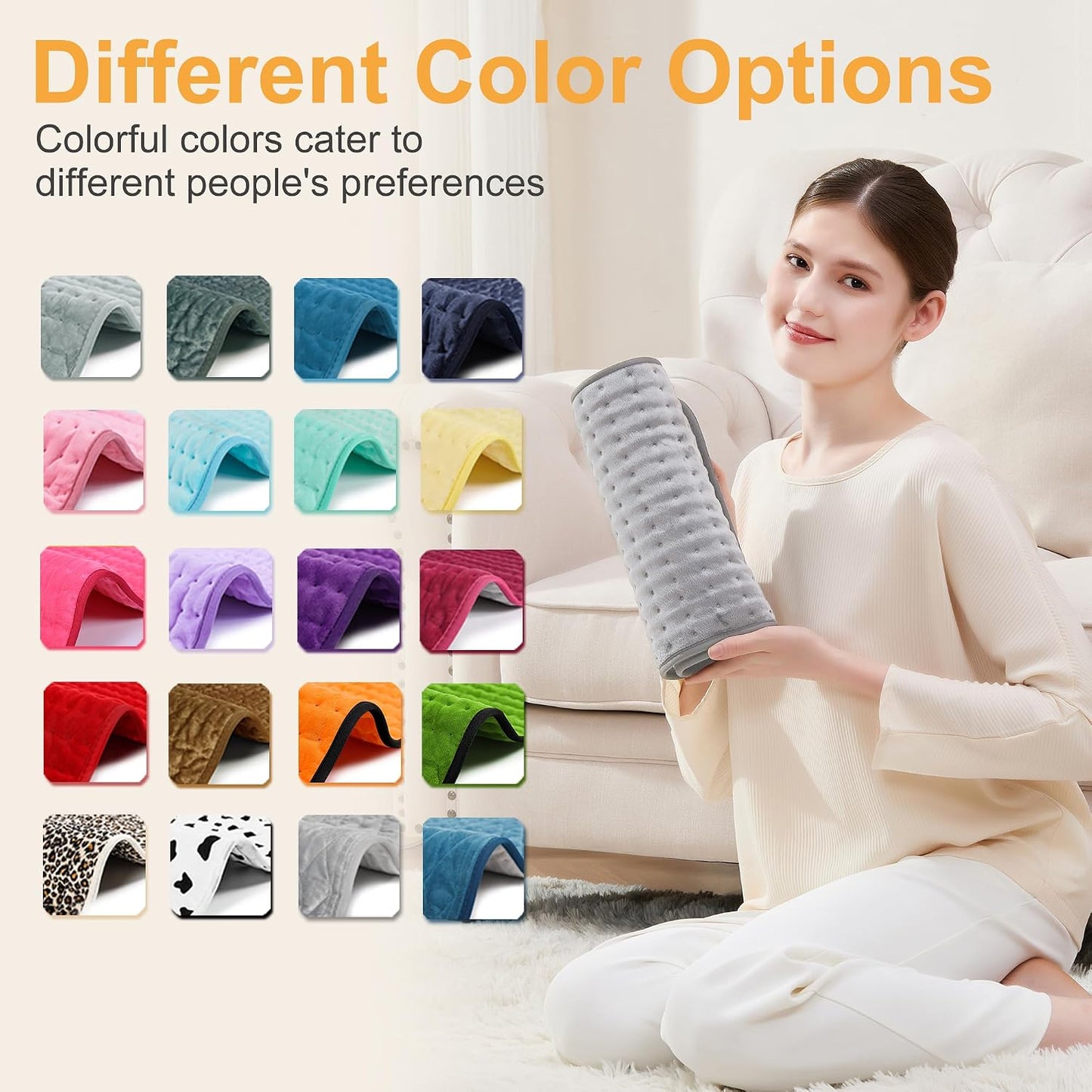 Heating Pad,Electric Heating Pads,Heating Pad for Back,Silvergray,24X12In