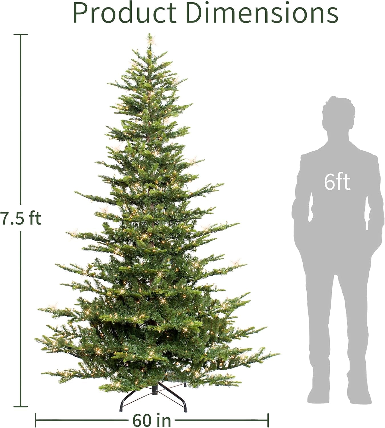 7.5Ft Pre-Lit Aspen Fir Artificial Christmas Tree