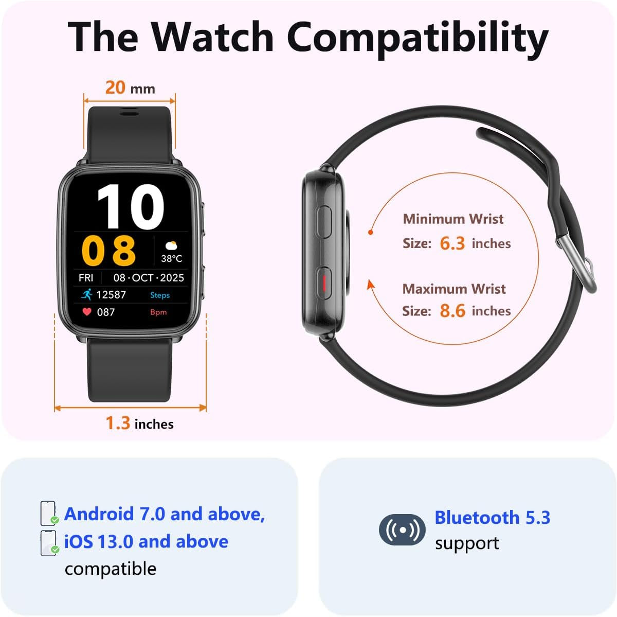 Fitness Tracker with 24/7 Heart Rate & Blood Pressure Monitor, Blood Oxygen & Sleep Tracker, Smart Watch with Step Calorie Counter, IP68 Waterproof Activity Tracker for Women Men Android Ios
