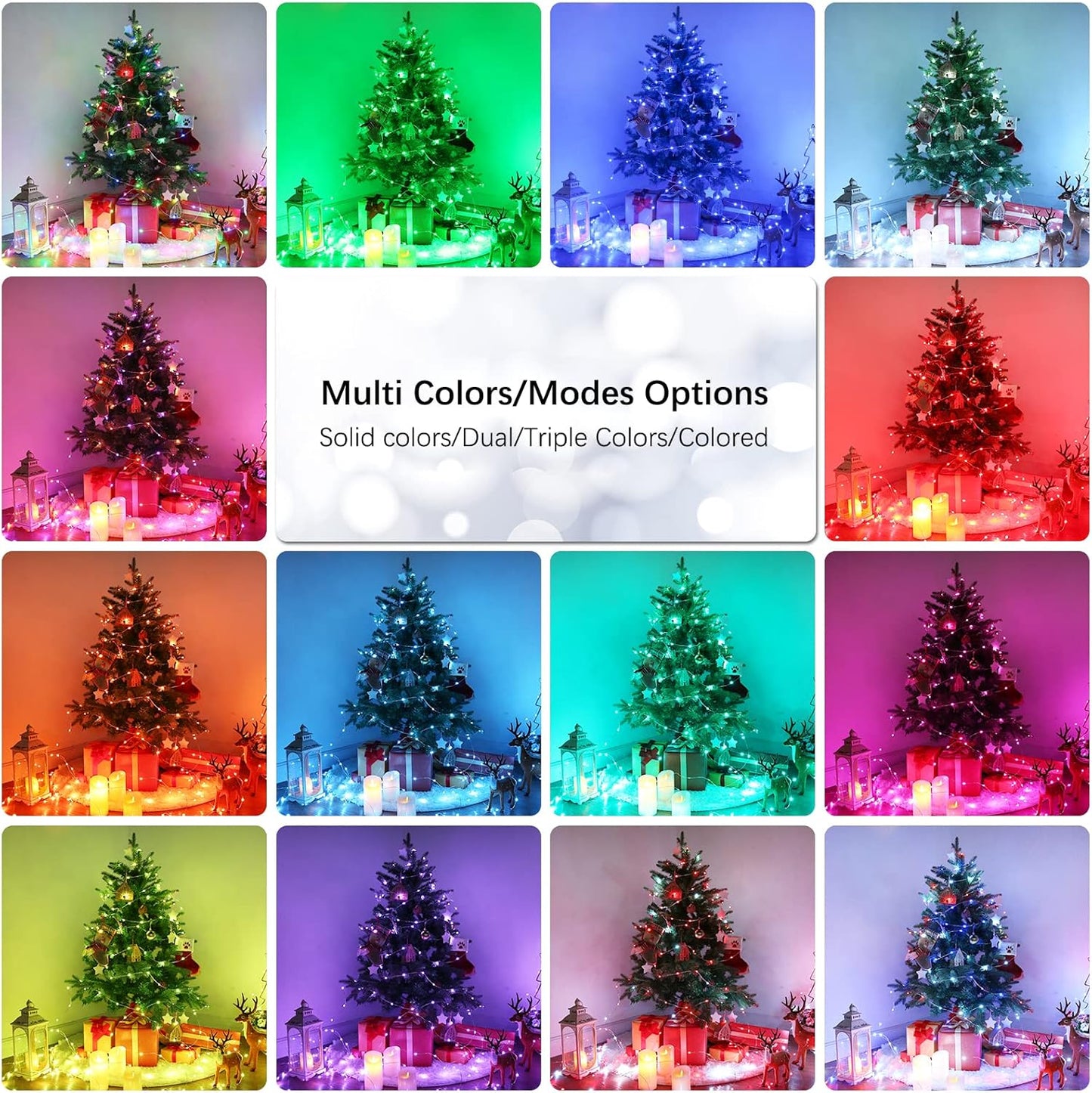 Christmas Fairy String Lights, 33Ft 100 LED Color Changing Christmas Fairy Lights with Remote Timer, USB Rainbow Xmas Light Music Sync RGB Twinkle Light for Xmas Halloween Home Party Wedding