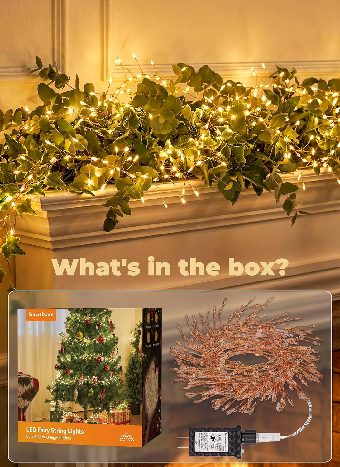 Flowing Fairy Lights Plug in with 14 Modes, 10FT 388LED Twinkle Firecrackers String Lights Indoor Waterproof, Christmas Tree Cluster Lights for Bedroom Garland Christmas Decor, Warm White