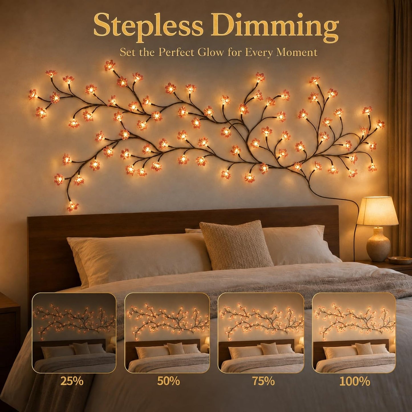 Cherry Blossom Willow Vine LED Tree Branch Lights 4FT 48 LED for Wall Decor