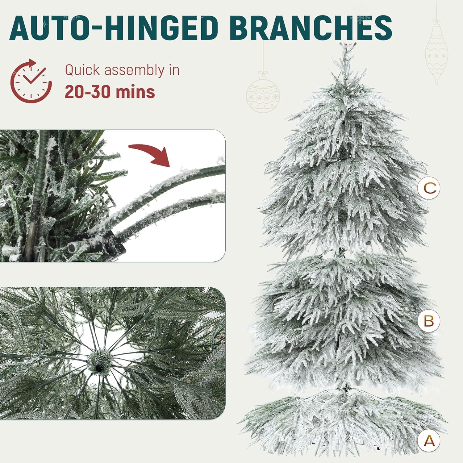 Pre-Lit Flocked Pampas Christmas Tree 6Ft