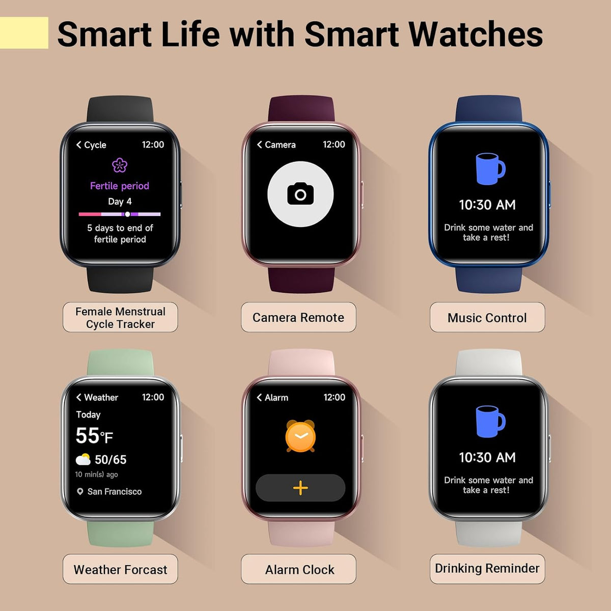 Smart Watches for Women, Smart Watch for Android Phones & Iphone, Fitness Watches for Women with Alexa, Call & Notification Alerts, Tracks Heart Rate/Sleep Smartwatches (Dark Purlple, 1.8 Inches)