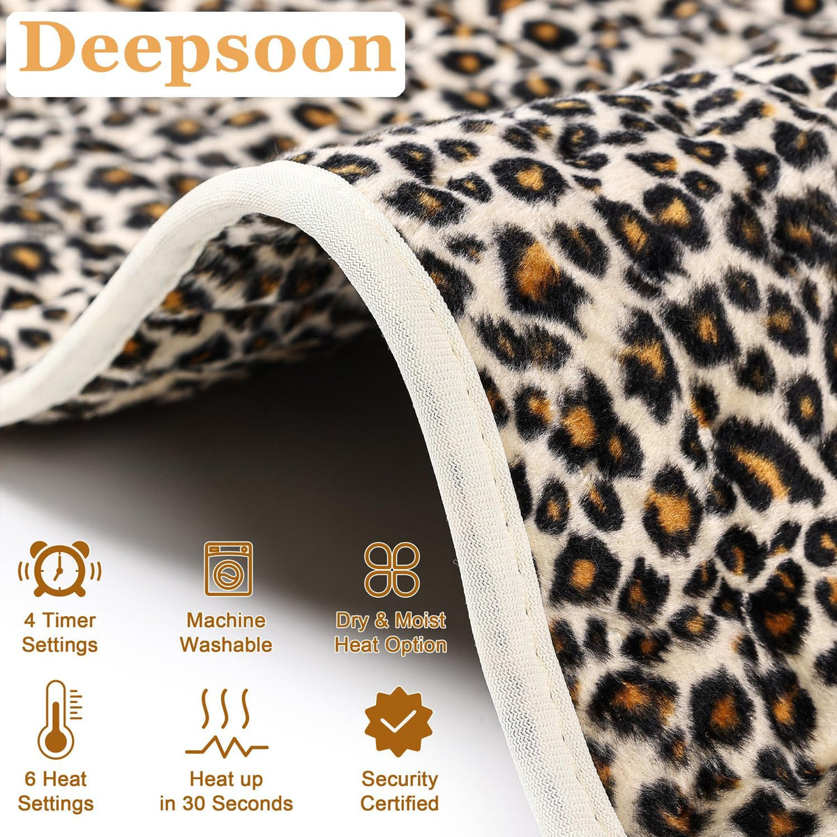 Heating Pad,Heated Blanket,Heating Pad for Back Neck,Leopardprint,24X12 In