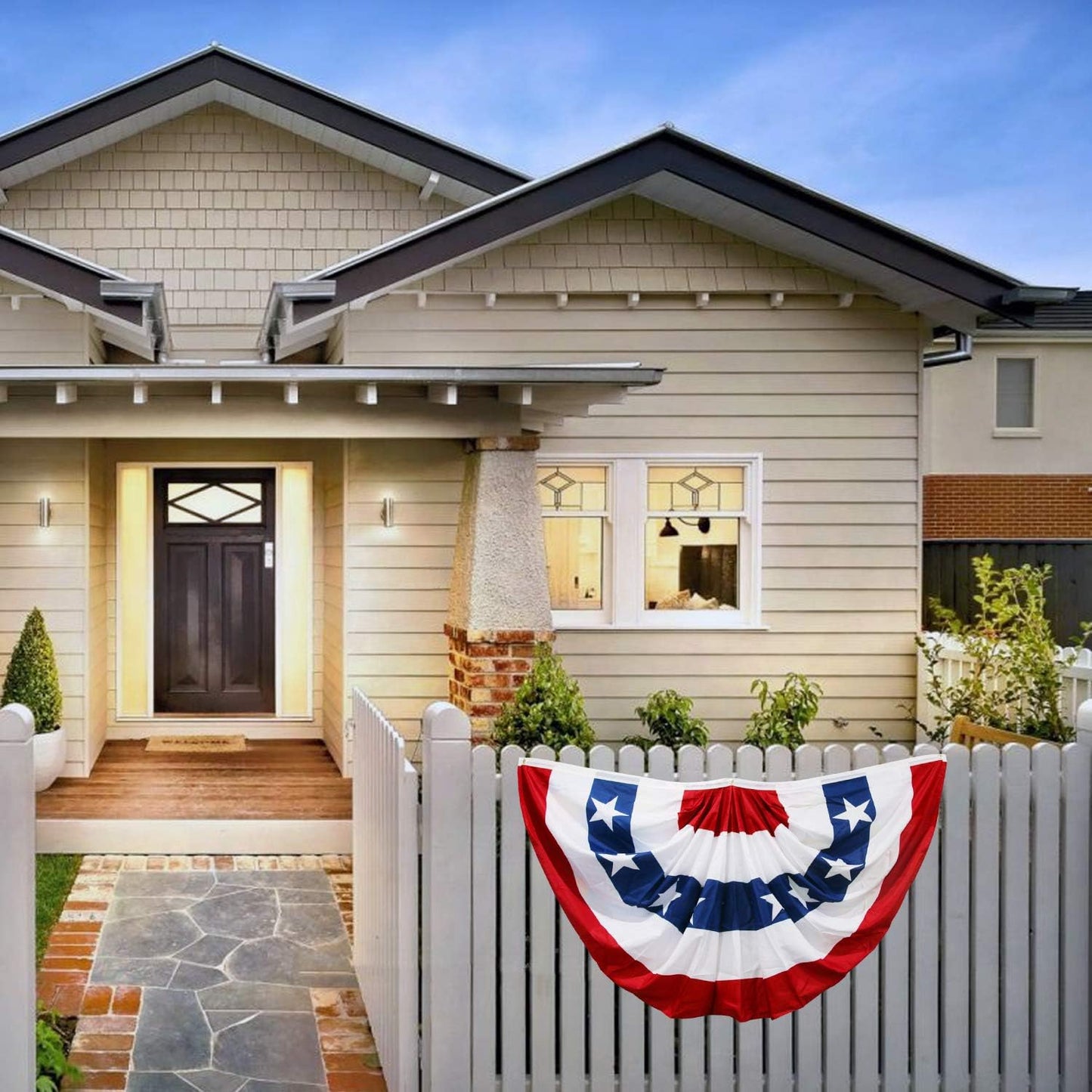 American Flags Bunting 3X6,4Th of July Decorations Outdoor,Fourth of July Bunting Flag Banners,Usa Flags Pleated Fan Flag,Patriotic Bunting for Outside,Red White and Blue Buntings Decorations