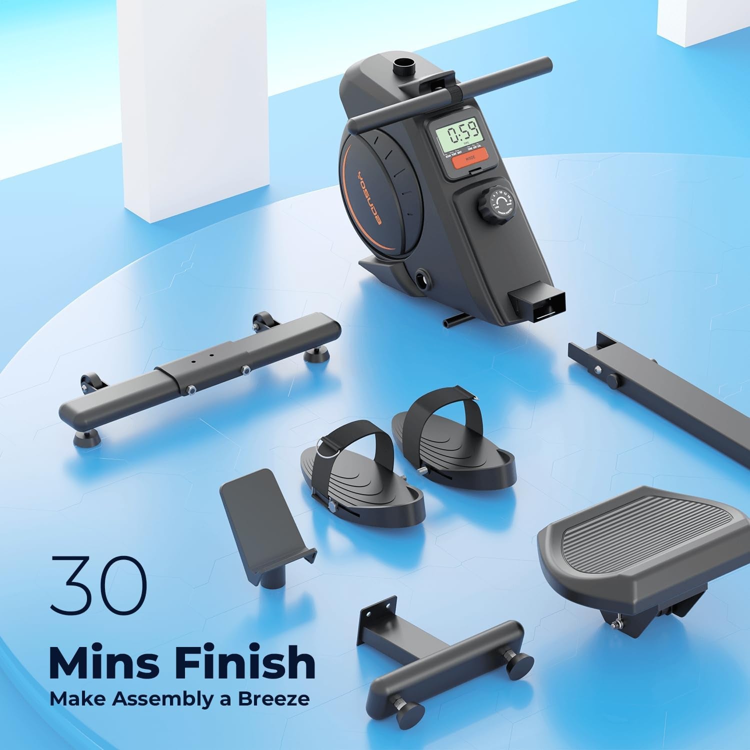 Magnetic/Water Rowing Machine 350 LB Weight Capacity - Foldable Rower for Home Use with Bluetooth, App Supported, Tablet Holder and Comfortable Seat Cushion