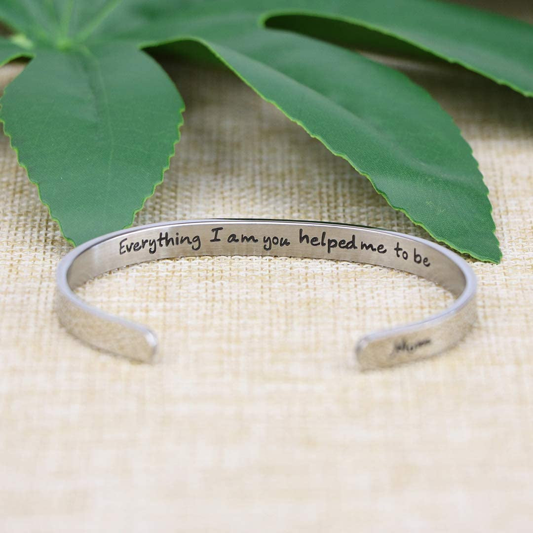 Joycuff Bracelets for Women Personalized Inspirational Jewelry Mantra Cuff Bangle Friend Encouragement Gift for Her