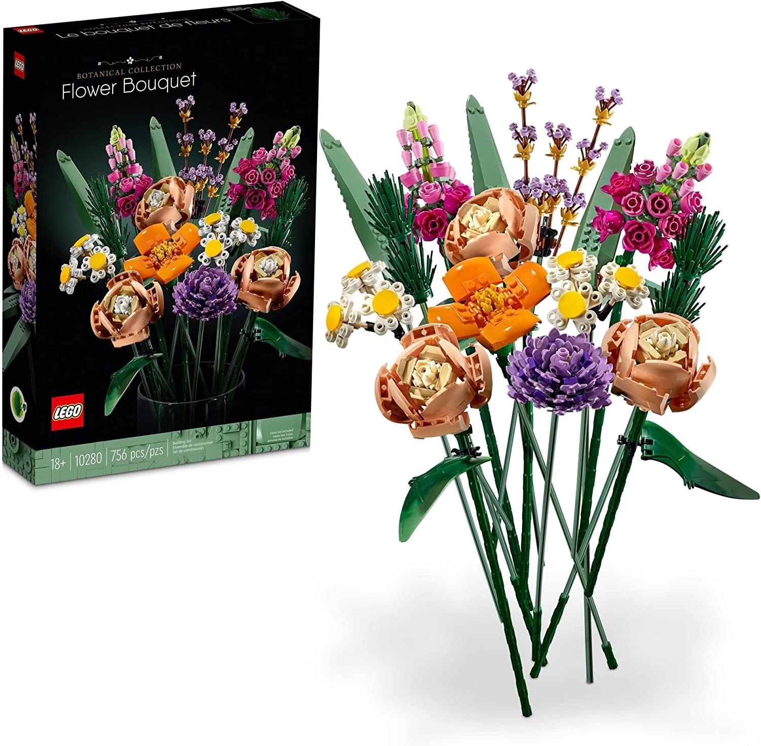 Icons Flower Bouquet Building Set - Artificial Flowers with Roses, Mother'S Day Decoration, Botanical Collection and Table Art for Adults, Gift for Mother'S Day, 10280