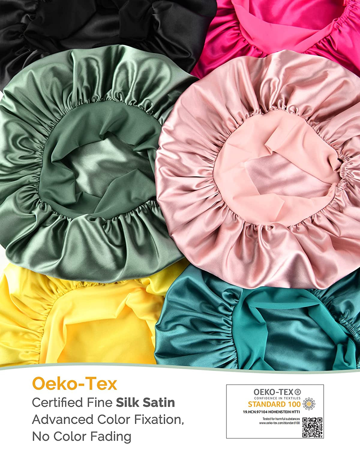 Satin Bonnet Silk Bonnet for Sleeping Double Layer Satin Lined Black Hair Bonnet with Tie Band Bonnets for Women Natural Curly Hair