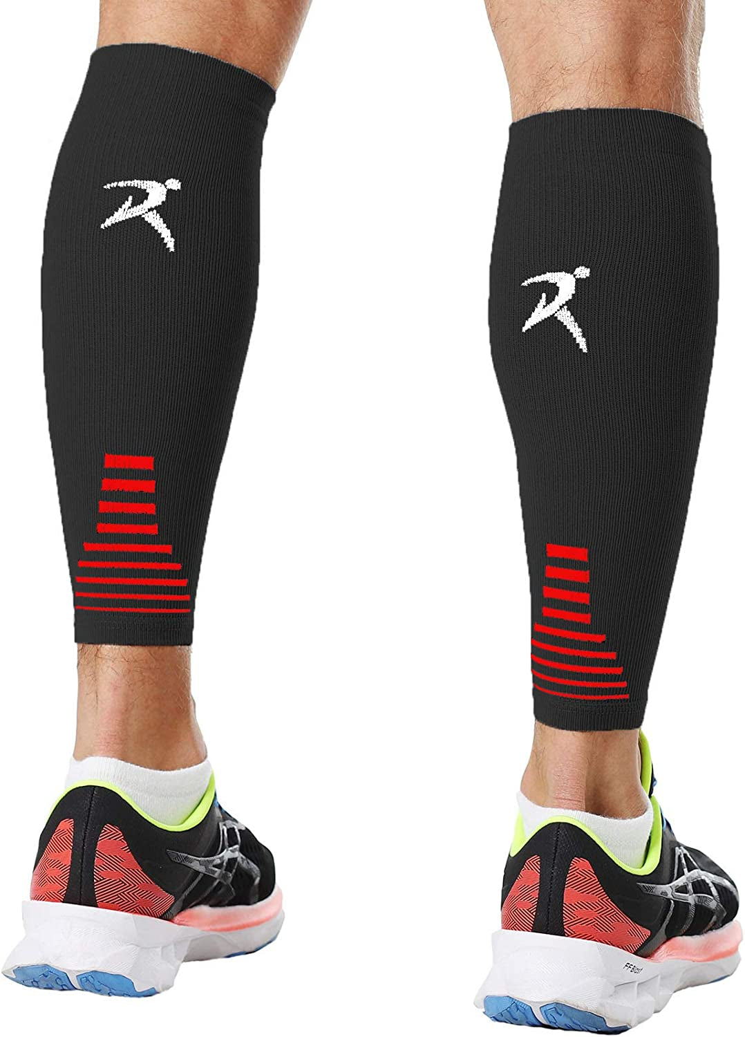 Leg Compression Sleeve, Calf Support Sleeves Legs Pain Relief for Men and Women, Comfortable and Secure Footless Socks for Fitness, Running, and Shin Splints – Black, Large (One Pair)