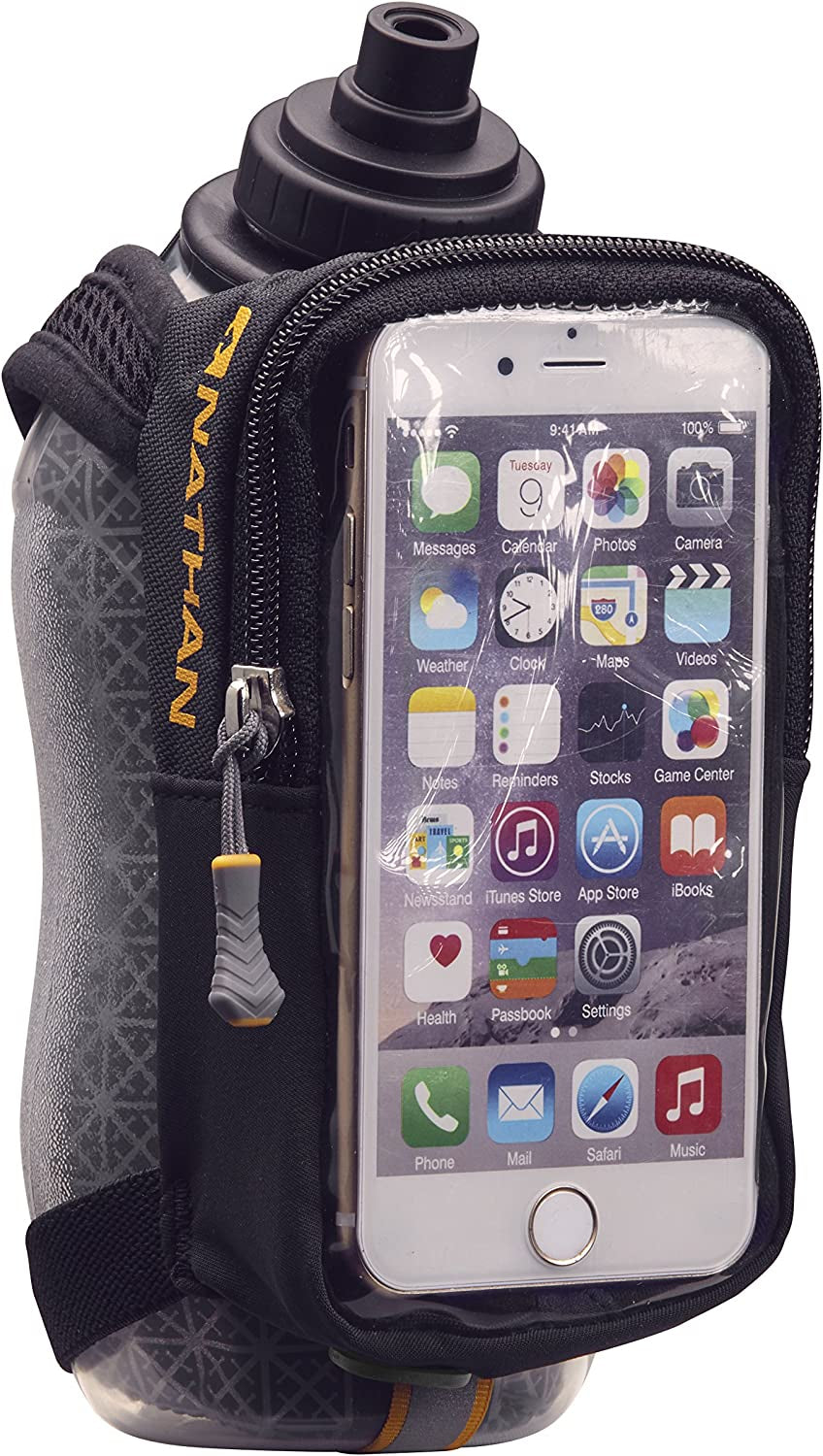 Speedview Flask, Handheld Water Bottle & Phone Case Holder, Insulated for Running & Walking, 18Oz