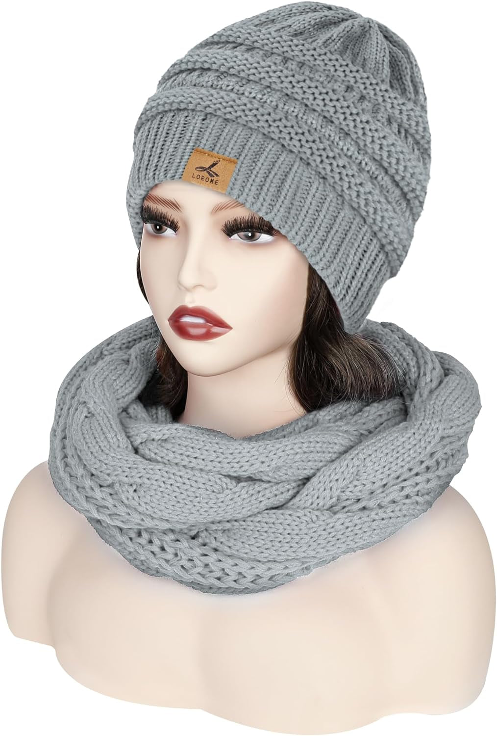 Winter Beanie Hat Scarf Gloves, Warm Fleece Knit Winter Hats Touch Screen Gloves Neck Scarf Set Winter Gifts for Women Men