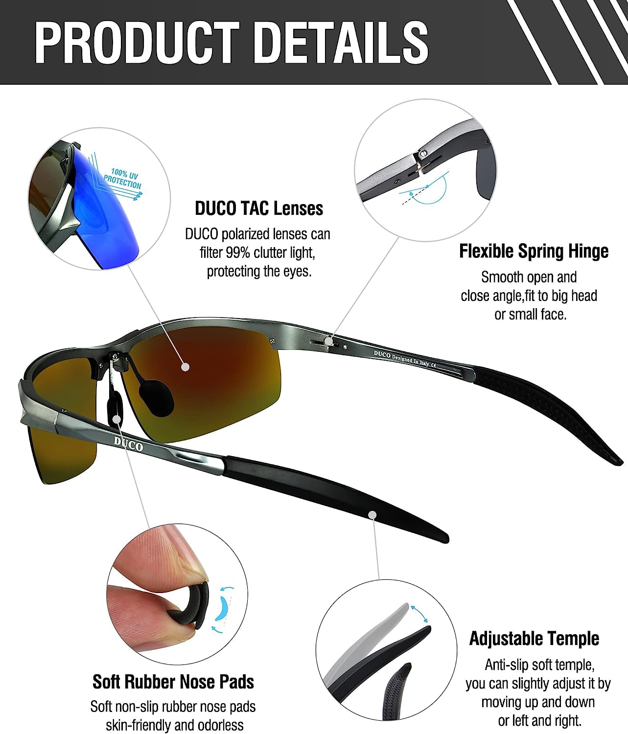 Mens Sports Polarized Sunglasses UV Protection Sunglasses for Men 8177S