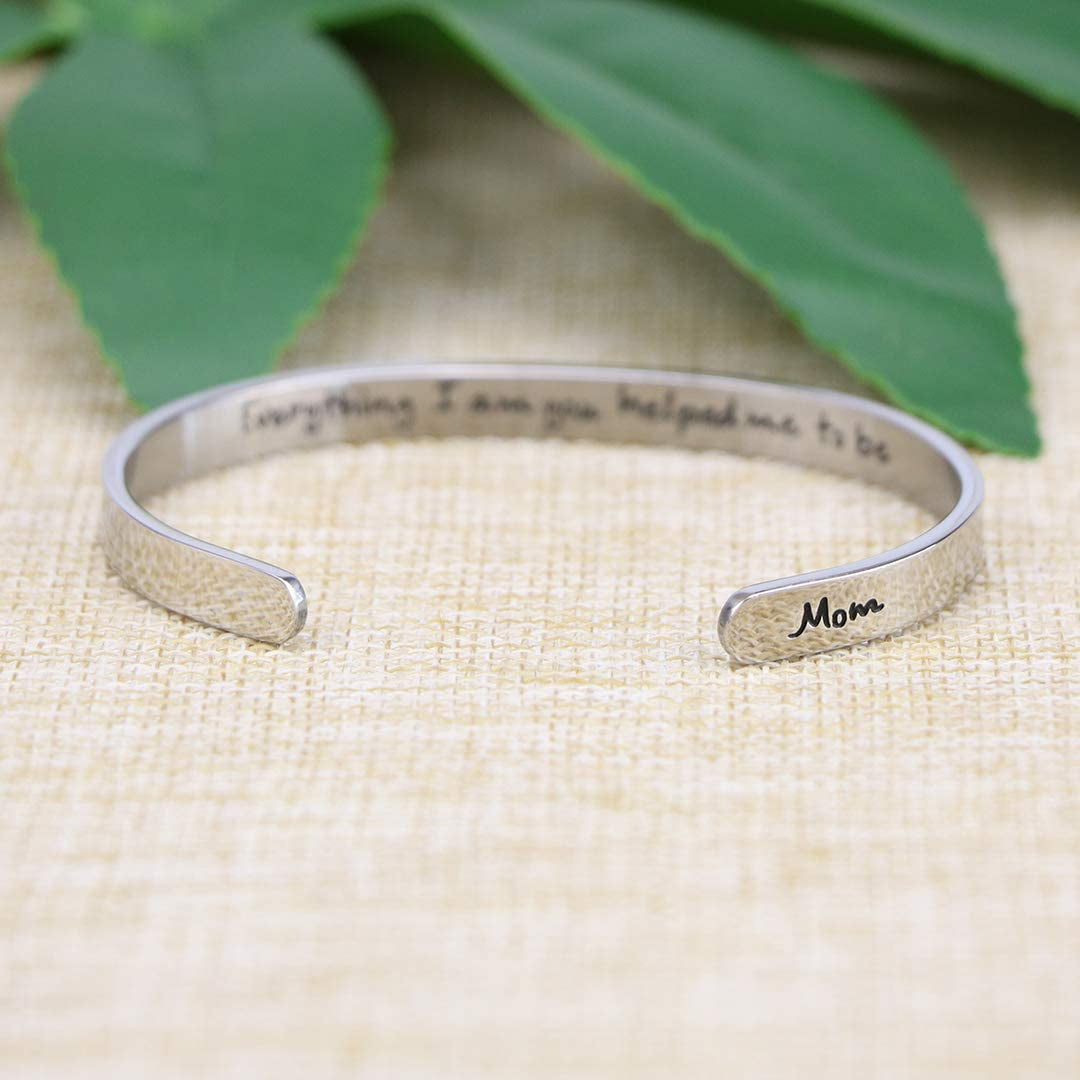 Joycuff Bracelets for Women Personalized Inspirational Jewelry Mantra Cuff Bangle Friend Encouragement Gift for Her