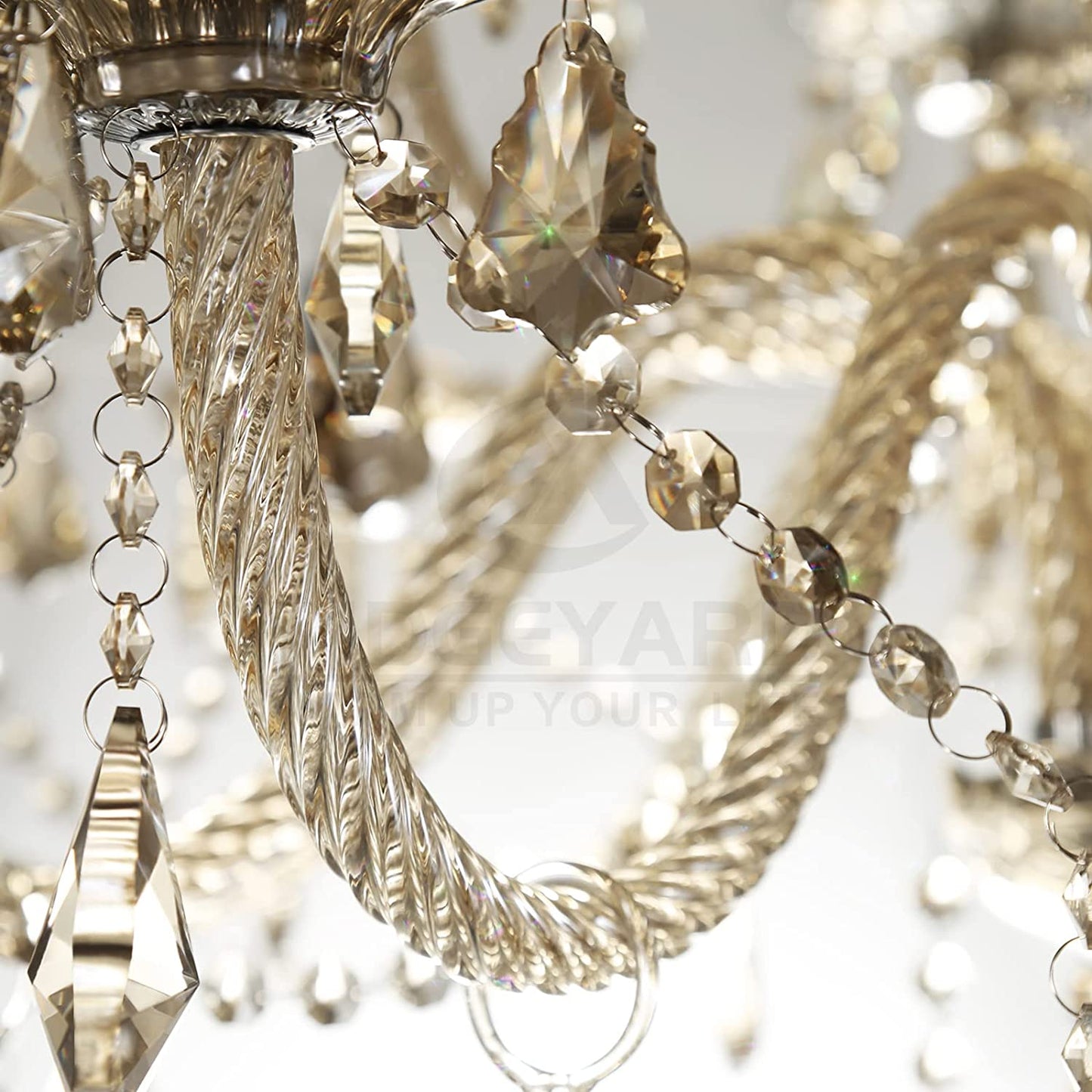 Modern Cognac Color Crystal Chandelier Lighting Ceiling Light Fixture Pendant Chandelier for Living Room, Hotels, Hall Way, Bars, Restaurants E12 Bulbs Height (10)