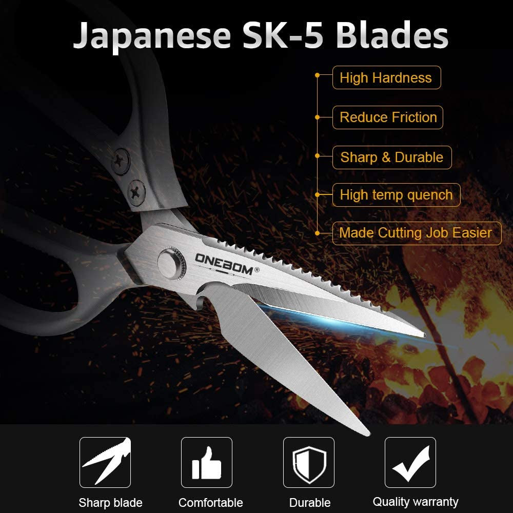 Kitchen Shears 2 Pack,Multi Function Kitchen Scissors Heavy Duty 304 Stainless Steel,For Chicken,Meat,Fish