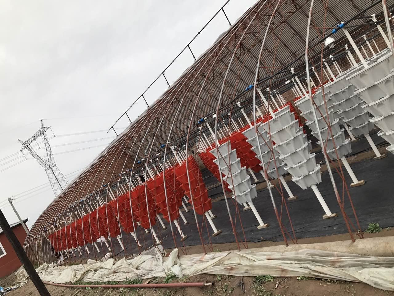 © 5-Tier 13 Inch Wide - (Stone Color) Strawberry and Herb Garden Planter - Stackable Gardening Pots with 10 Inch Saucer