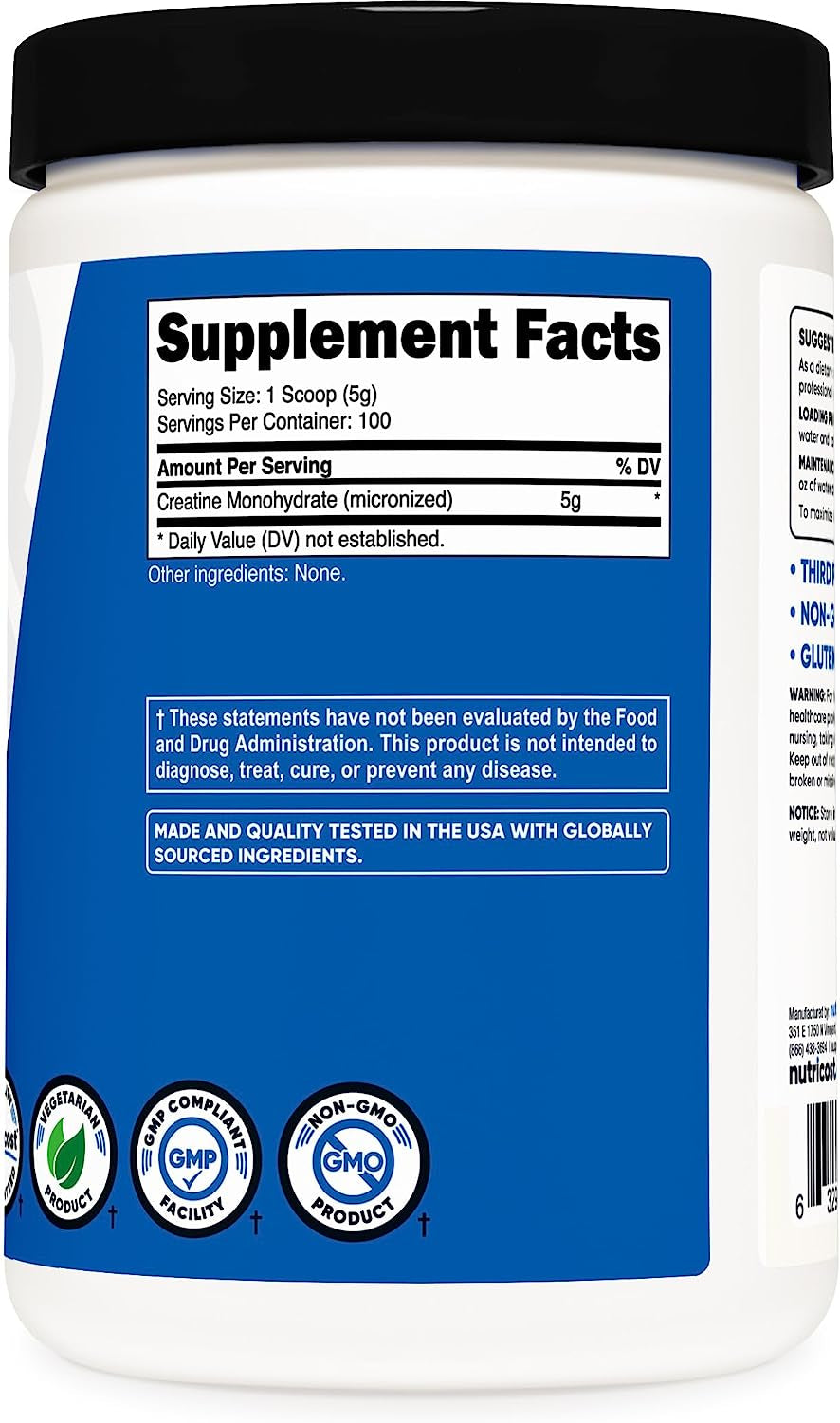 Creatine Monohydrate Micronized Powder 500G, 5000Mg per Serv (5G) - Micronized Creatine Monohydrate, 100 Servings