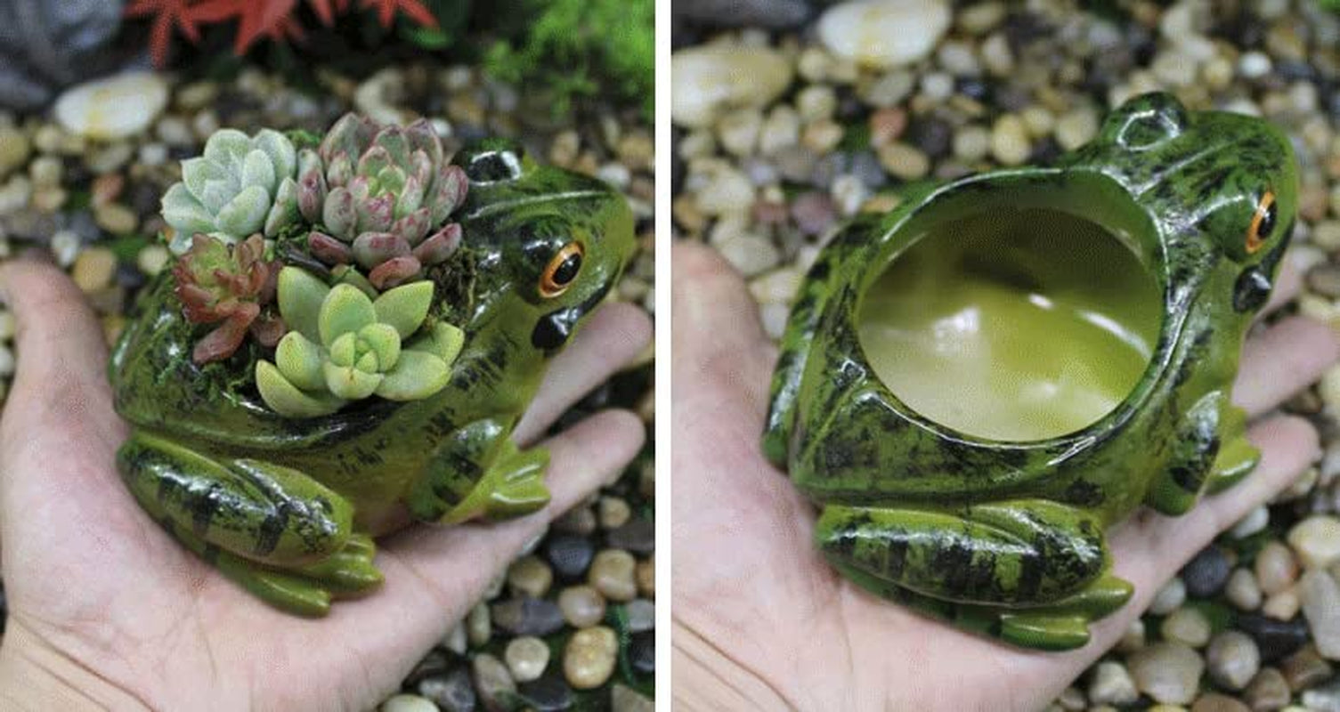 Resin Frog Shape Succulent Planter Pot Flower Pot Lifelike Frog Planter