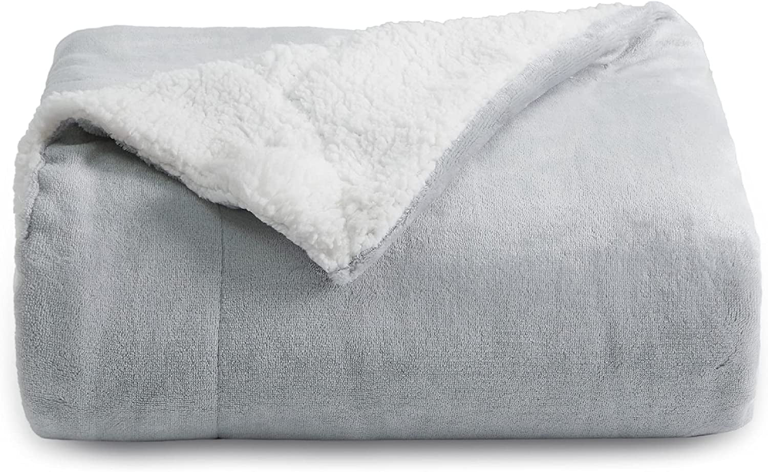 Sherpa Fleece Throw Blanket for Couch - Light Grey Thick Fuzzy Warm Soft Blankets and Throws for Sofa, 50X60 Inches