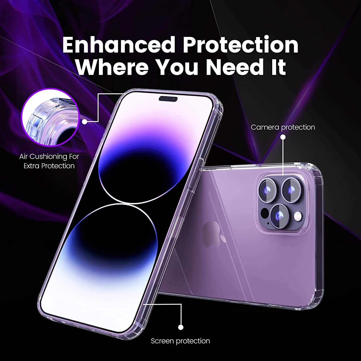 Designed for Iphone 14 Pro Max Case - Crystal Clear Shockproof Protection with PC Back & TPU Bumpers - Magsafe Compatible - Non-Yellowing & Non-Slip Iphone 14 Pro Max Clear Case