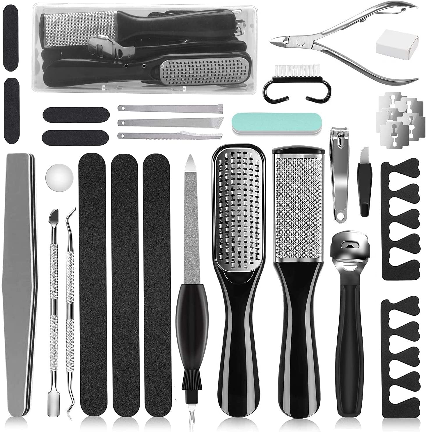 Professional Pedicure Tools Set, 26 in 1 Stainless Steel Foot Care Kit Foot Rasp Dead Skin Remover Pedicure Kit,Foot File Kit Foot Callus Remover, for Men Women Travel