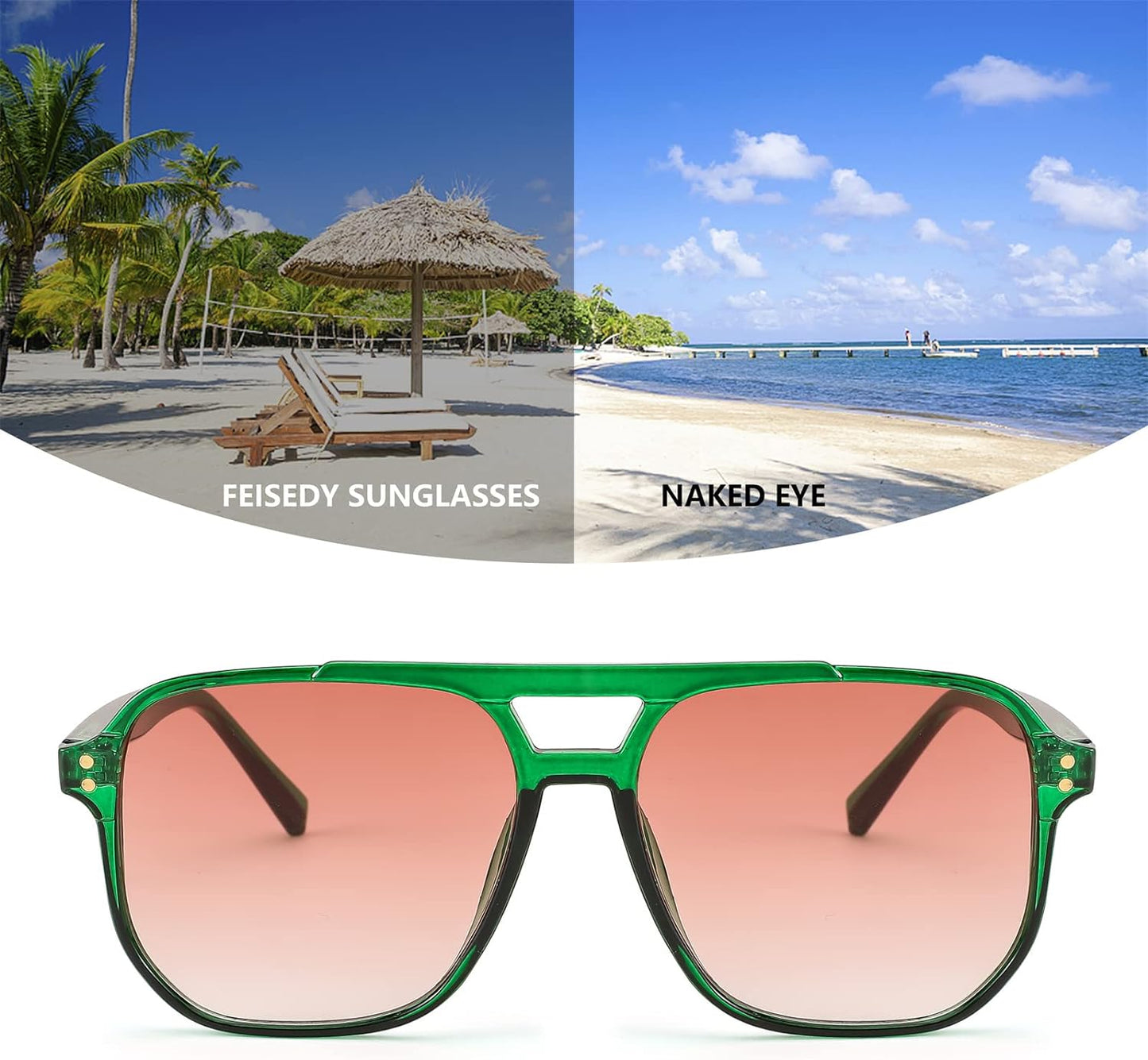 Retro Square Aviator Sunglasses Women Men 70S Vintage Trendy Plastic Frame Sun Glasses B2835