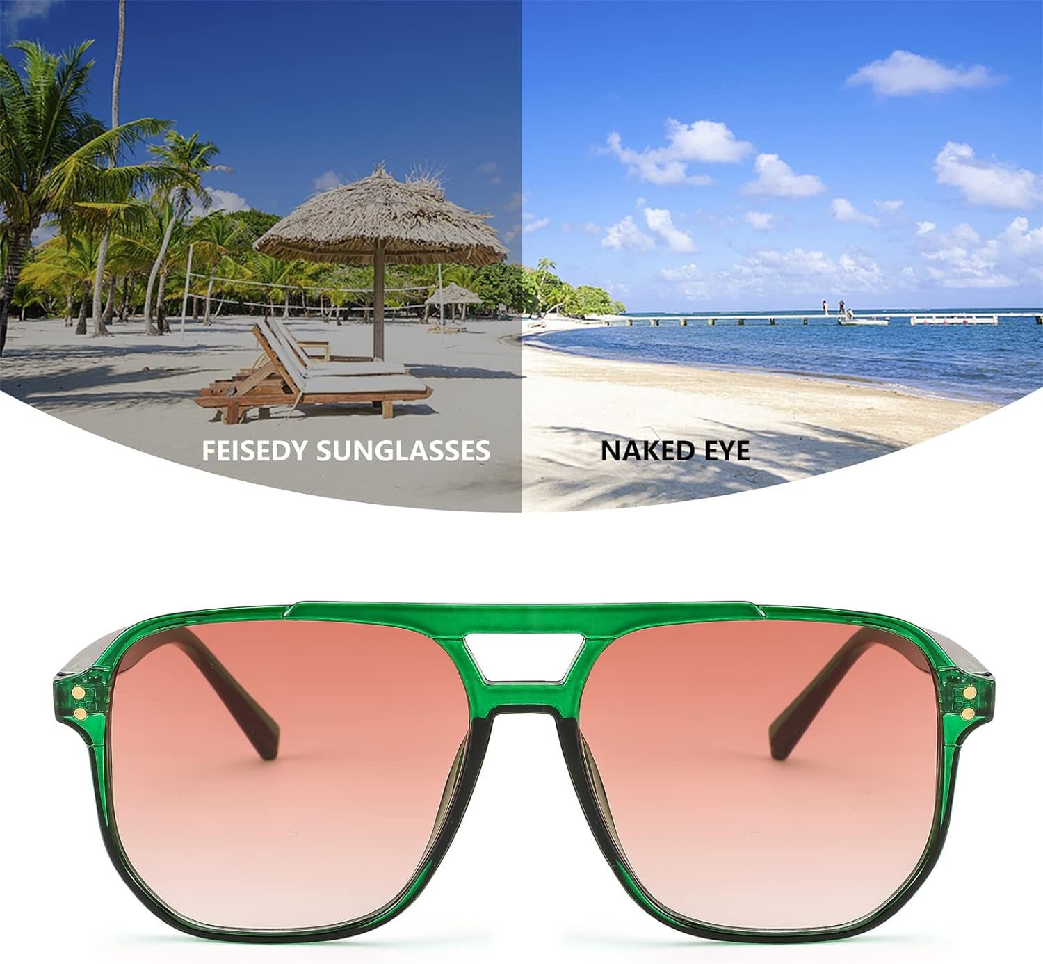 Retro Square Aviator Sunglasses Women Men 70S Vintage Trendy Plastic Frame Sun Glasses B2835