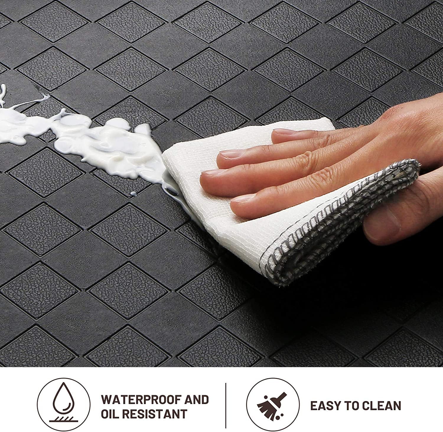 Kitchen Floor Mat Cushioned Anti-Fatigue Kitchen Rug,17.3"X28",Thick Waterproof Non-Slip Kitchen Mats and Rugs Heavy Duty Ergonomic Comfort Rug for Kitchen,Floor,Office,Sink,Laundry,Black