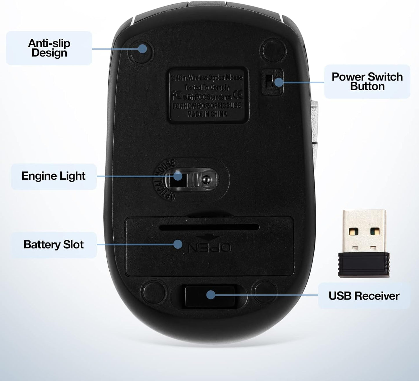 Ultra Scroll Wireless Mouse, 2.4Ghz Wireless Mouse Computer Mouse 1200DPI,6 Buttons with Nano Receiver for Laptop,Pc,Chromebook,Computer,Notebook,Office (Grey)