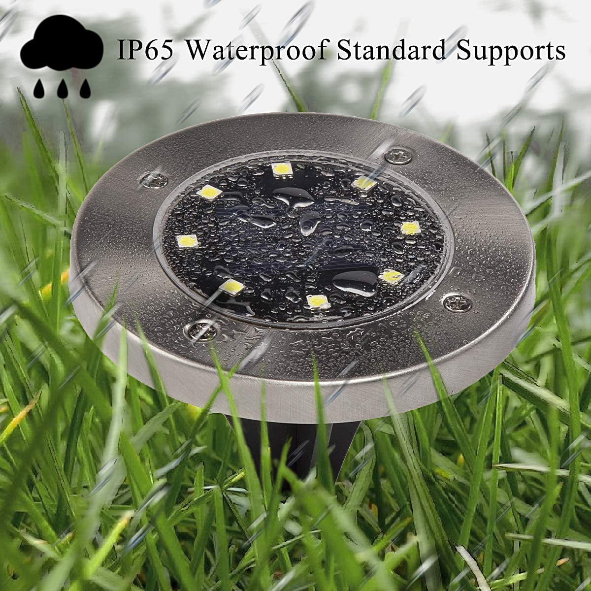 12 Pack Solar Ground Lights, 8 LED Solar Powered Disk Lights Outdoor Waterproof Garden Landscape Lighting for Yard Deck Lawn Patio Pathway Walkway (White)