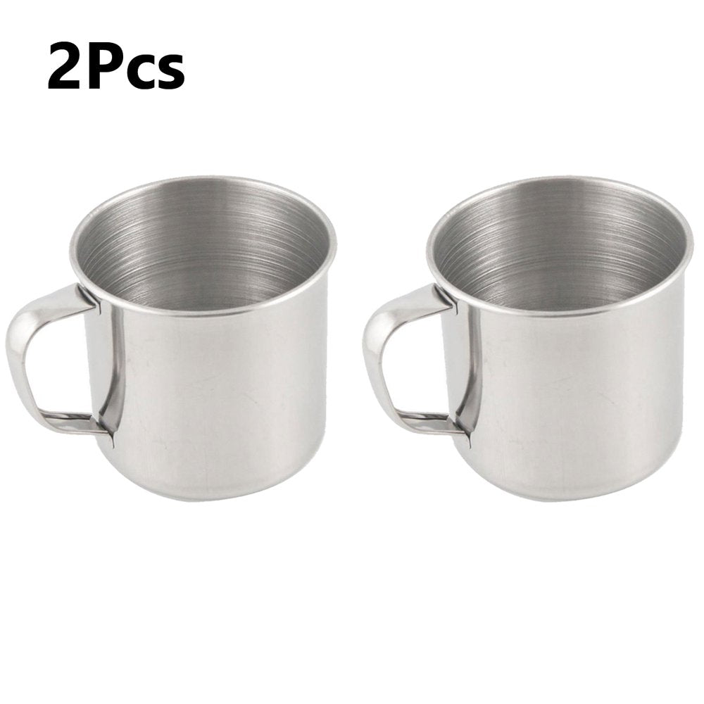 2Pcs Stainless Steel Cups with Handle,Durable Coffee Tea Mug Cup Office School Gift Fit for Outdoor Camping Hiking