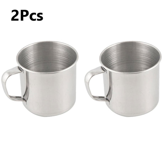 2Pcs Stainless Steel Cups with Handle,Durable Coffee Tea Mug Cup Office School Gift Fit for Outdoor Camping Hiking