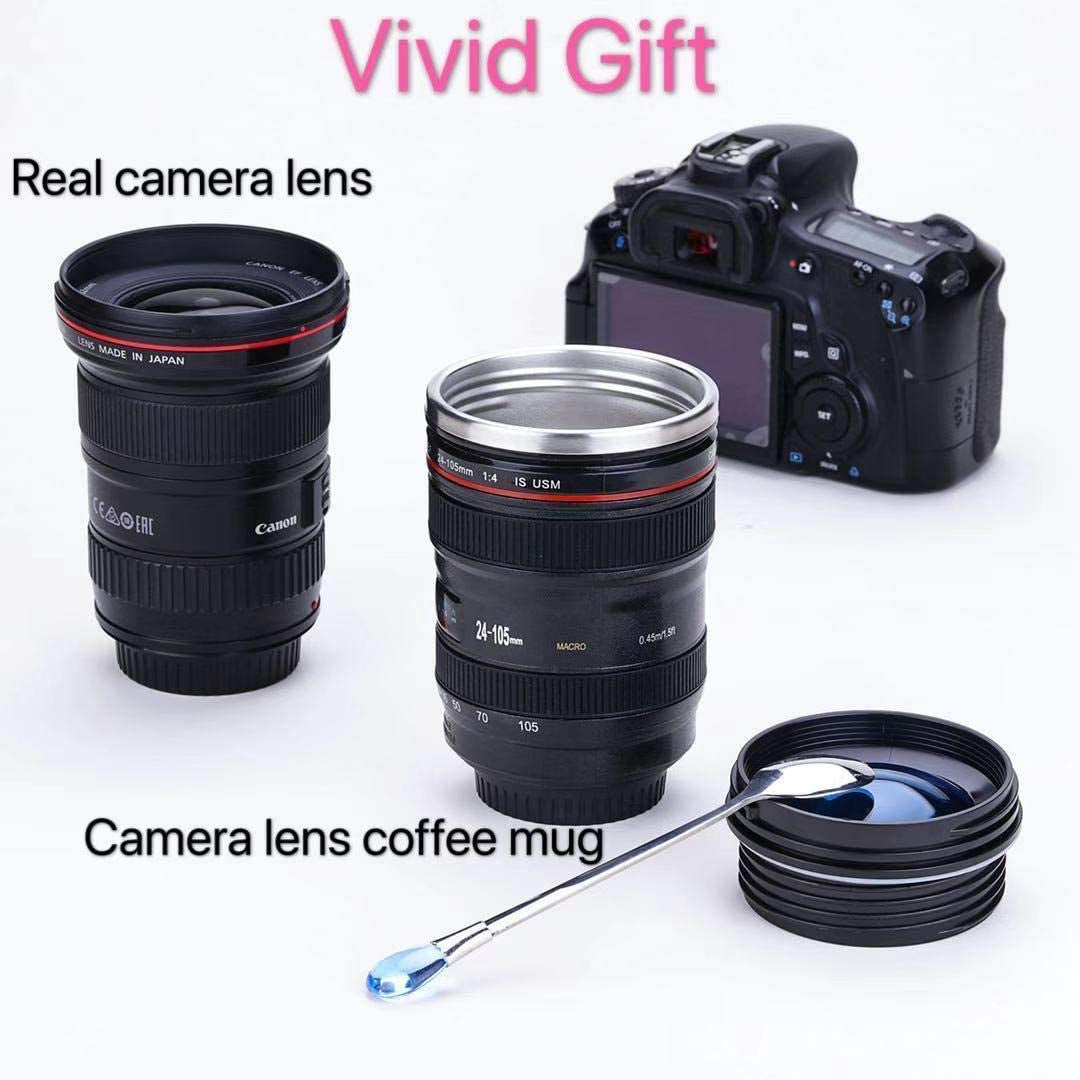 Camera Lens Coffee Mug,Camera Lens Mug,Fun Photo Coffee Mugs Stainless Steel Lens Mug Thermos Great Gifts for Photographers,Home Supplies,Friends,School Rewards -