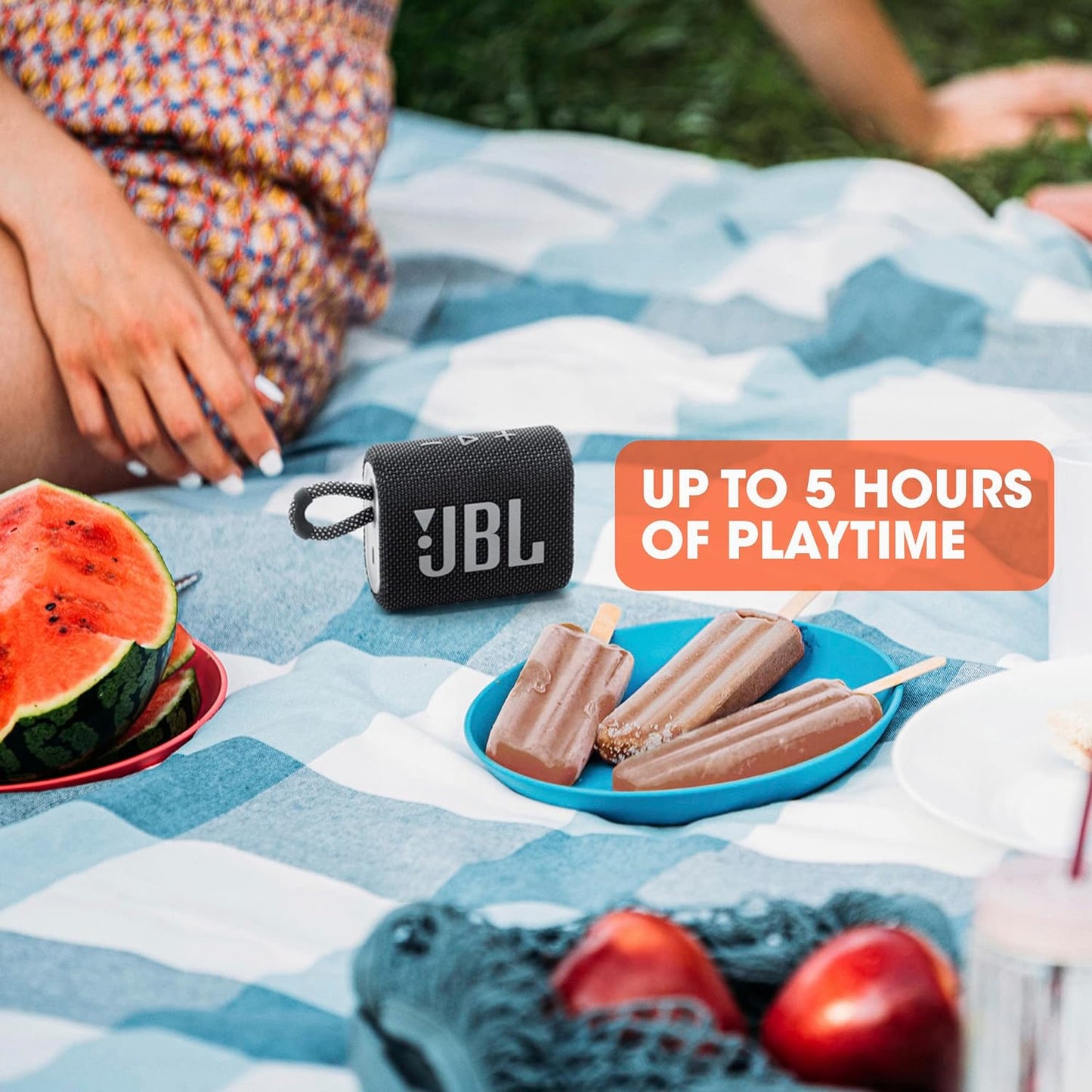JBL Go 3: Portable Speaker with Bluetooth, Built-In Battery, Waterproof and Dustproof Feature - Black