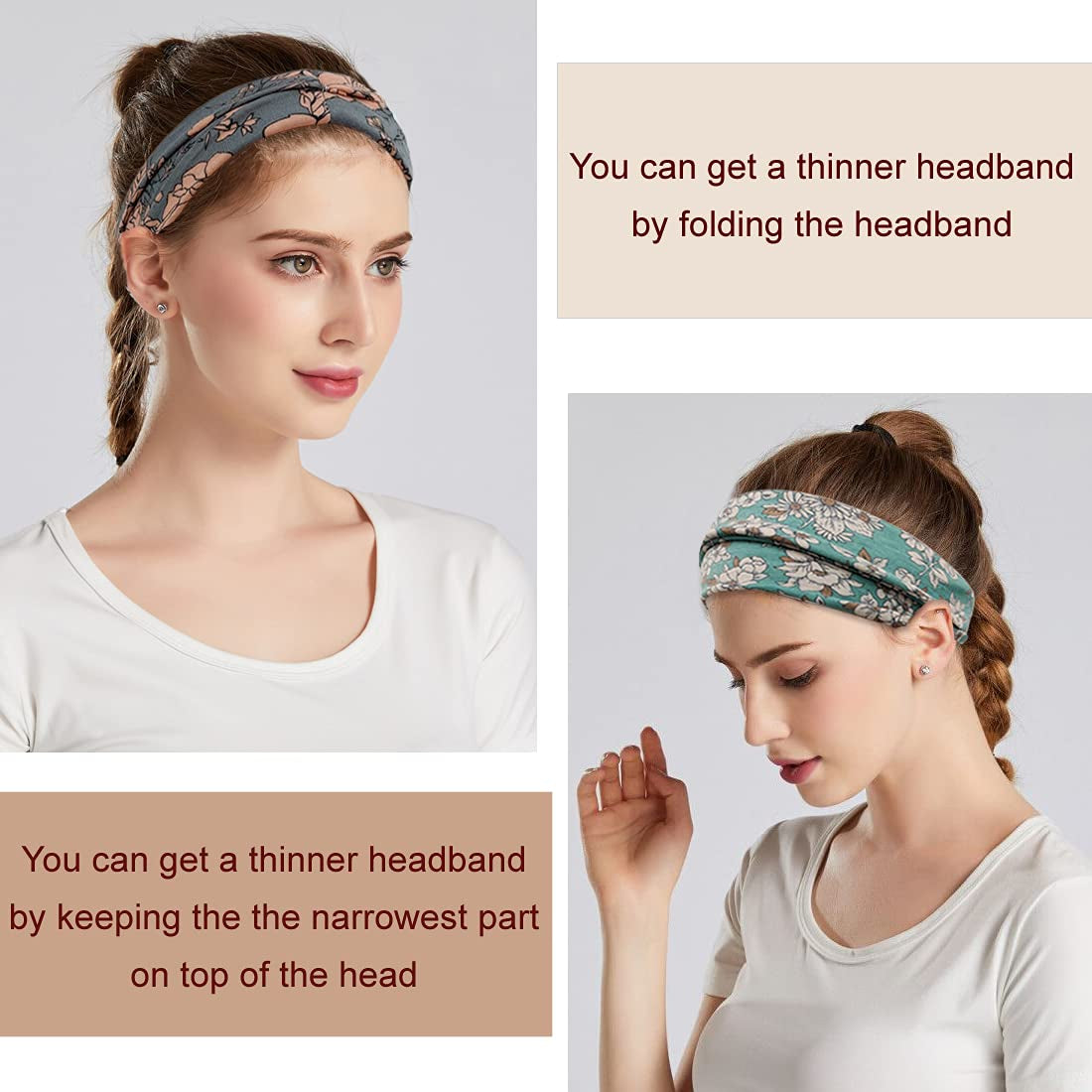 Boho Headbands for Women Fashion Wide Headband Yoga Workout Head Bands Hair Accessories Band 6 Pack