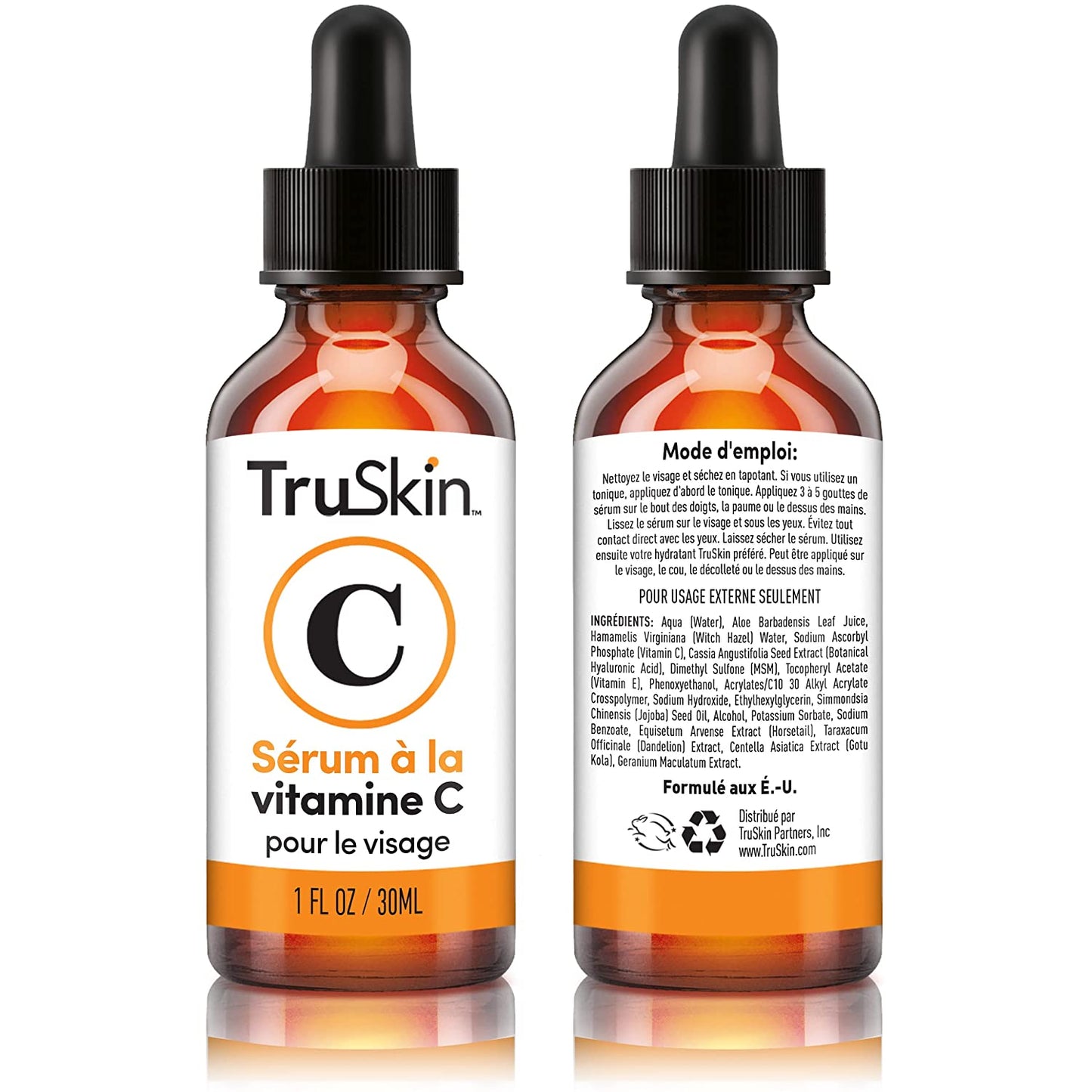 Truskin Vitamin C Serum for Face, anti Aging Serum with Hyaluronic Acid, Vitamin E, Organic Aloe Vera and Jojoba Oil, Hydrating & Brightening Serum for Dark Spots, Fine Lines and Wrinkles, 1 Fl Oz