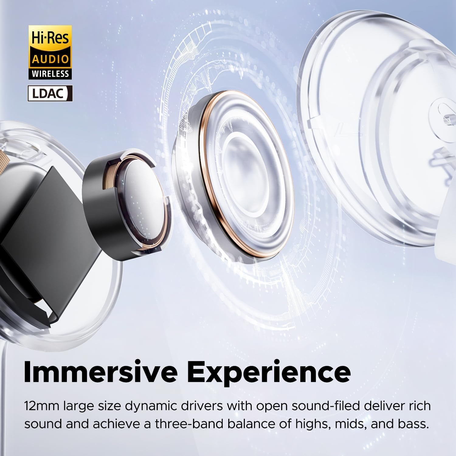 Capsule3 Pro | Wireless Earbuds with Hi-Res and LDAC, 43Db Hybrid Active Noise Cancelling Bluetooth 5.3 Earphones with 6 Mics, Total 52 Hrs, IPX4 Rated, Transparency Mode