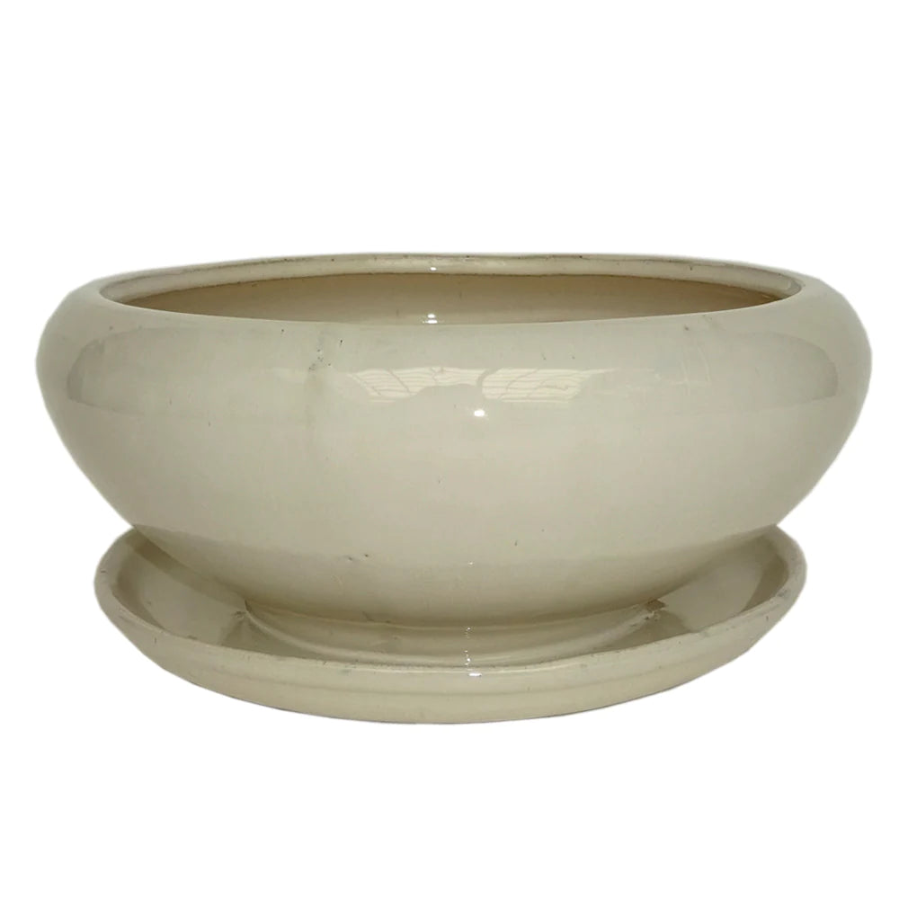 Beautiful 8.27-In X 4.49-In Ceramic Low Bowl Planter with Drainage Holes