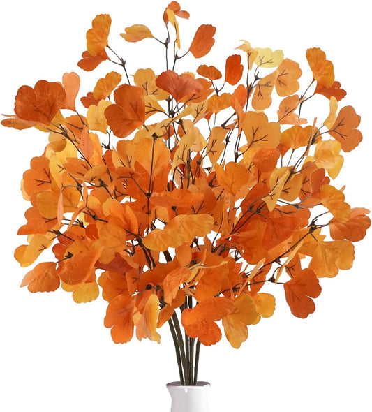 6 Pcs Fall Artificial Ginkgo Leaves Stems Fall Greenery Stems Autumn Leaves Stems Spray for Vases Home Table Centerpieces Thanksgiving Fall Decorations