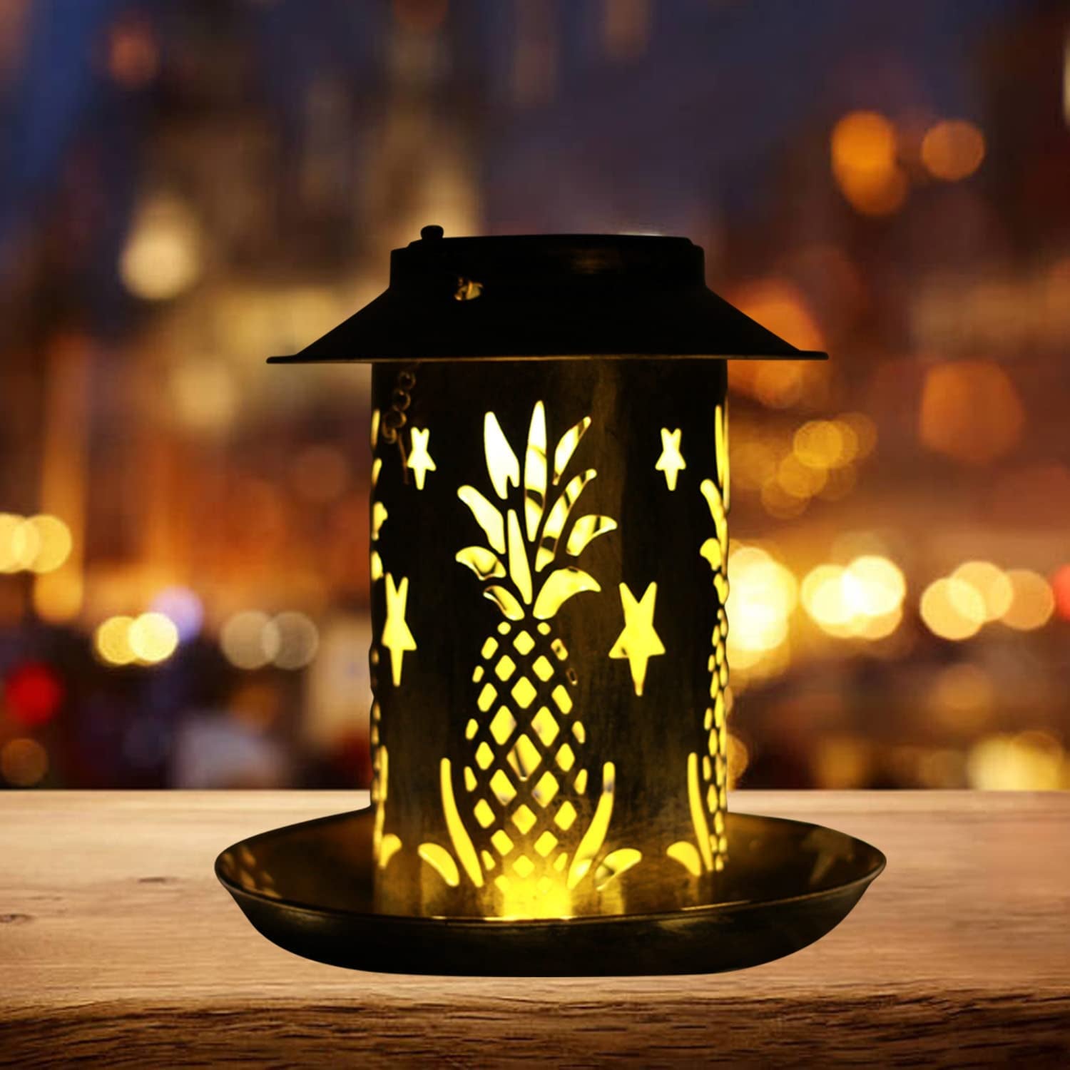 Bird Feeders Gifts for Bird Lover, Copper Metal Wild Bird Feeder for Cardinals, Solar Garden Lantern Birdfeeder 3Lbs Large Capacity, One More Solar Panel for Replacement.