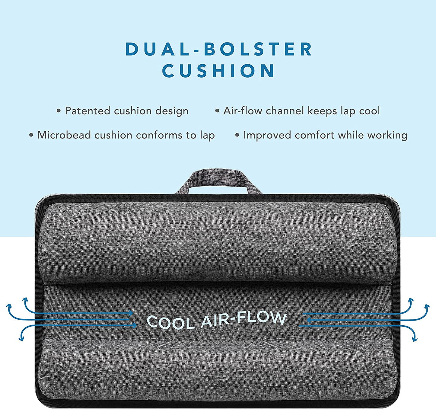 Home Office Lap Desk with Device Ledge, Mouse Pad, and Phone Holder - Black Carbon - Fits up to 15.6 Inch Laptops - Style No. 91588