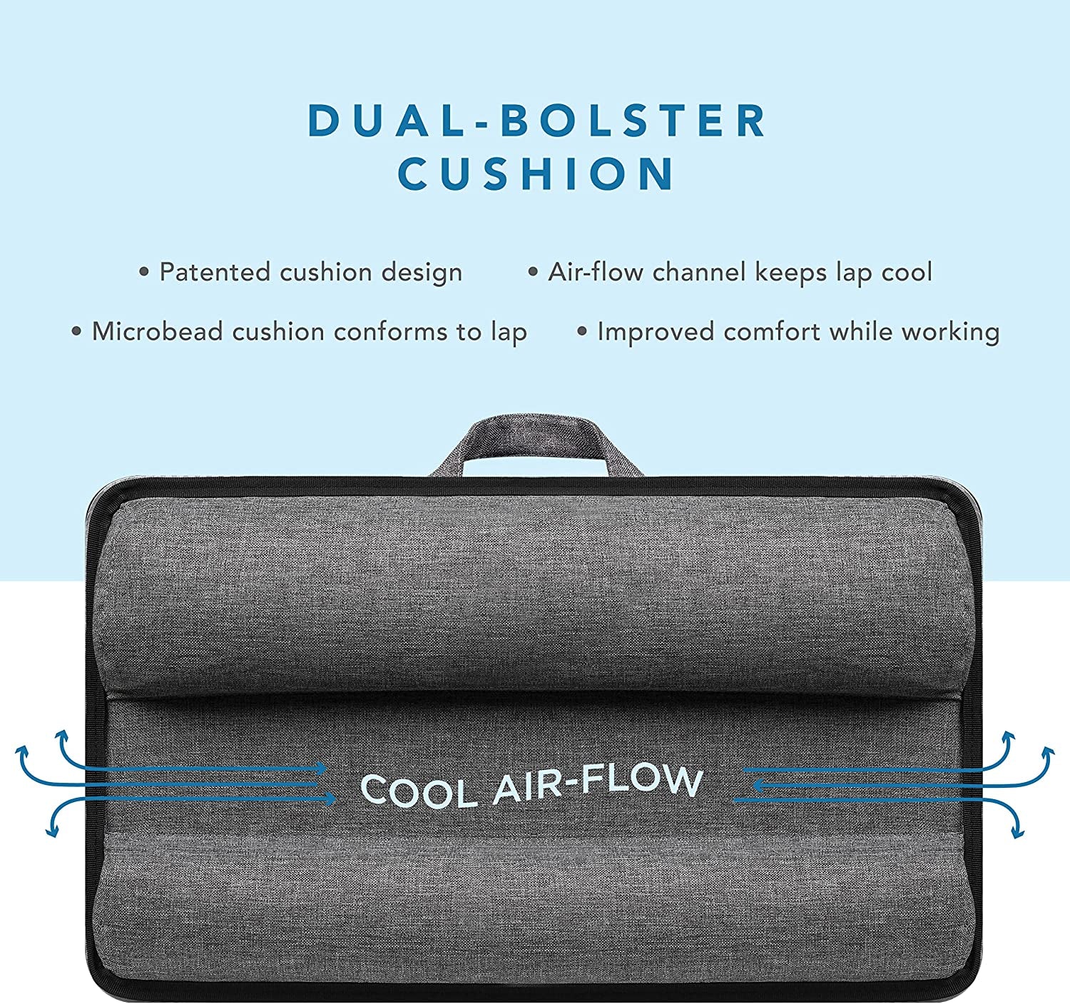 Home Office Lap Desk with Device Ledge, Mouse Pad, and Phone Holder - Black Carbon - Fits up to 15.6 Inch Laptops - Style No. 91588