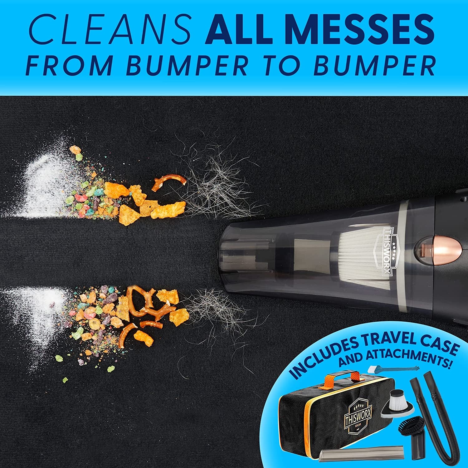 Car Vacuum Cleaner - Small 12V High Power Handheld Portable Car Vacuum W/Accessories, 16 Ft Cord & Bag - Car Gifts for Men Who Have Everything - Detailing Kit Essentials for Travel
